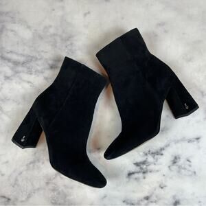 Sam Edelman Codie Black Suede Ankle Boots Square Toe Sz 7.5 W